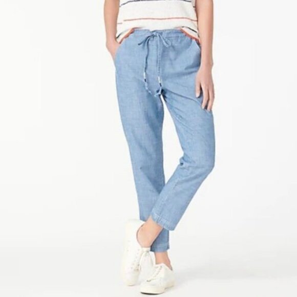 J. Crew Tie-waist Seaside Pant In Chambray
